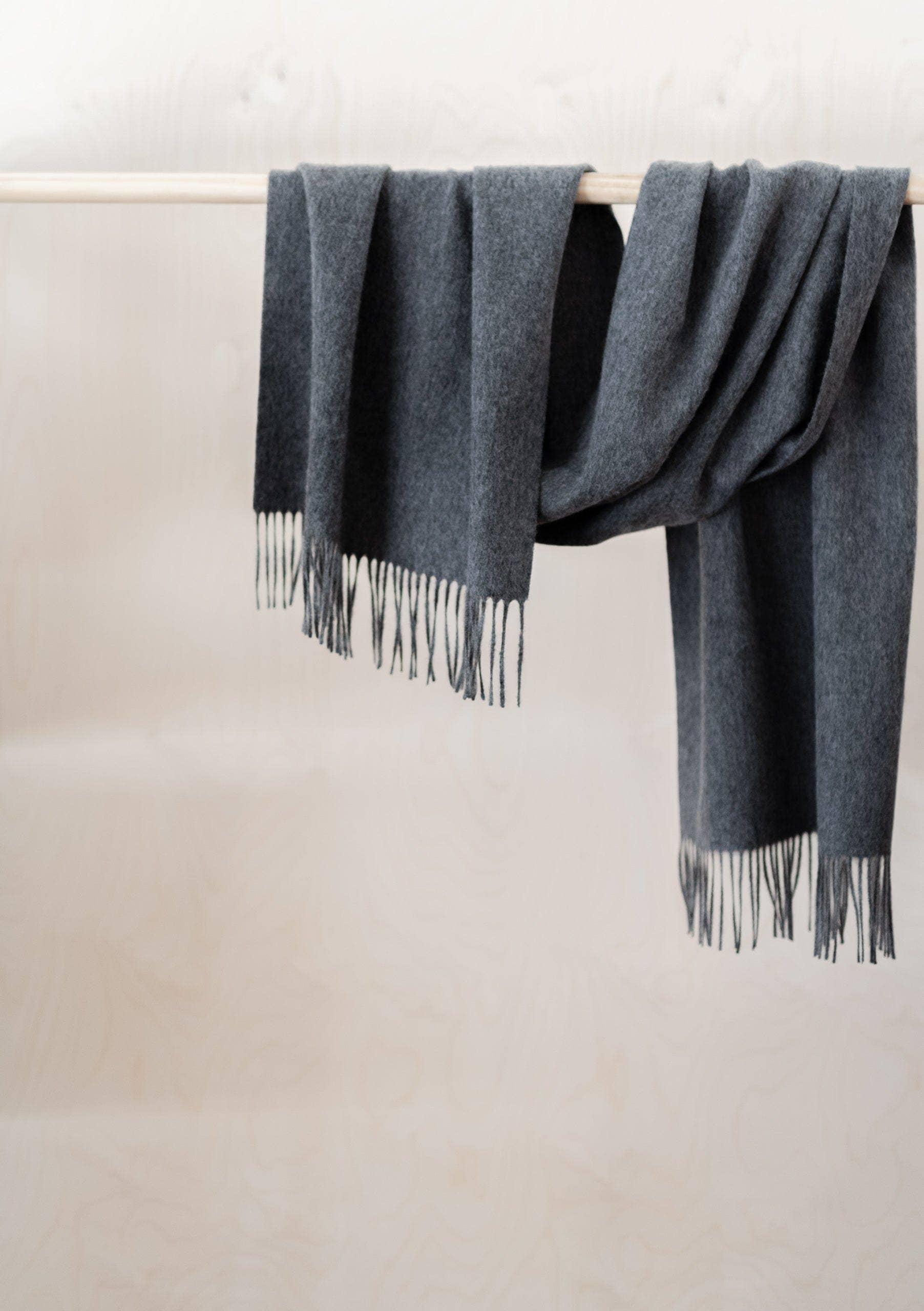 Lambswool Oversized Scarf in Charcoal Melange