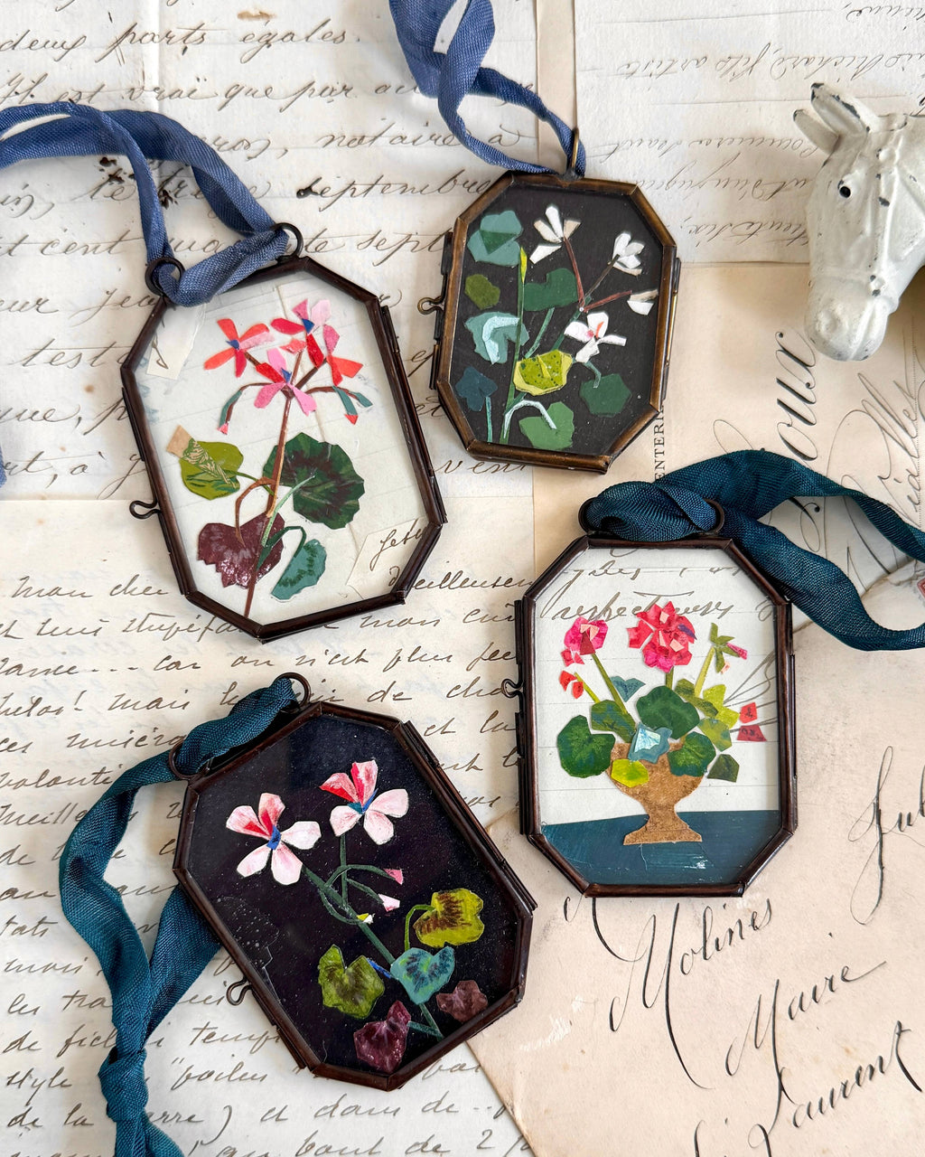 Handmade Art Locket Large ~ Geranium