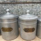 Set of  5 Vintage French Aluminium Storage Tins