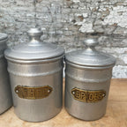 Set of  5 Vintage French Aluminium Storage Tins