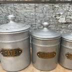 Set of  5 Vintage French Aluminium Storage Tins