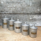 Set of  5 Vintage French Aluminium Storage Tins