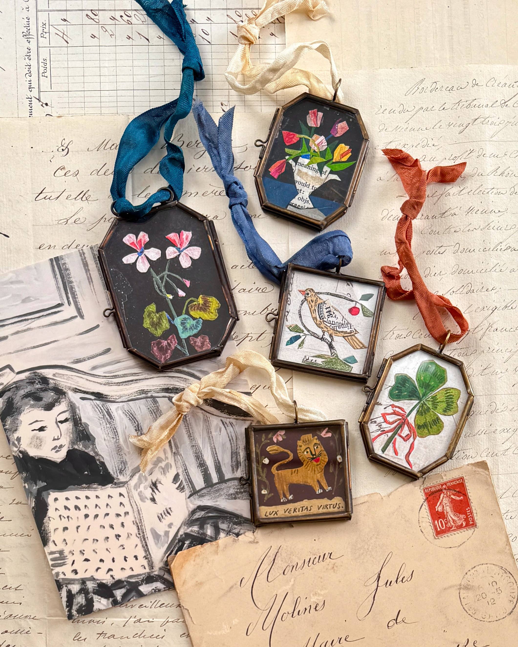 Handmade Art Locket ~ Clover