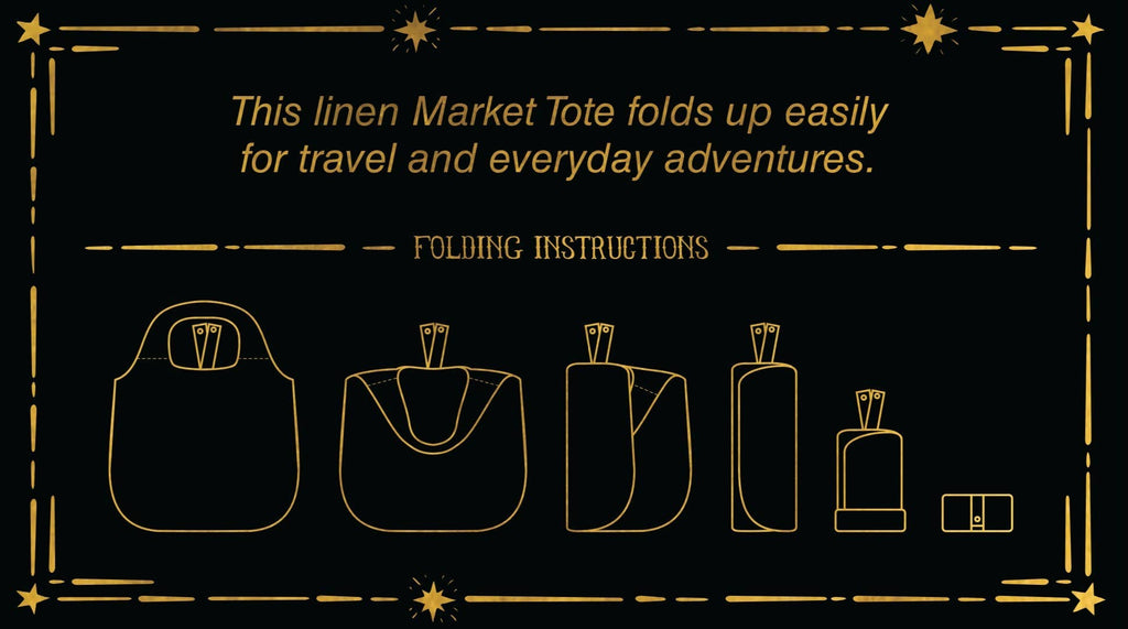 Market of Stars Stay Gold Boho Linen Tote Bag with Rabbit & Bees