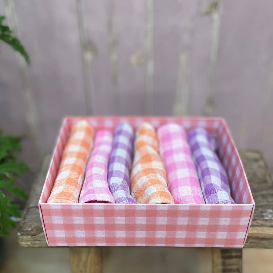 Set of Small Candy Coloured Gingham Napkins