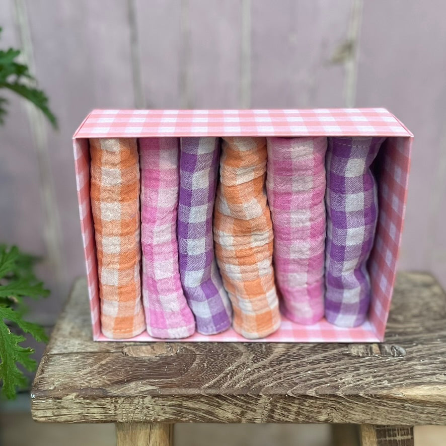 Set of Small Candy Coloured Gingham Napkins