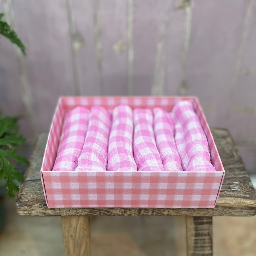 Small Pink Gingham Napkins
