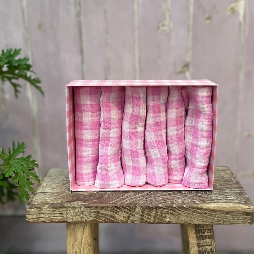 Small Pink Gingham Napkins