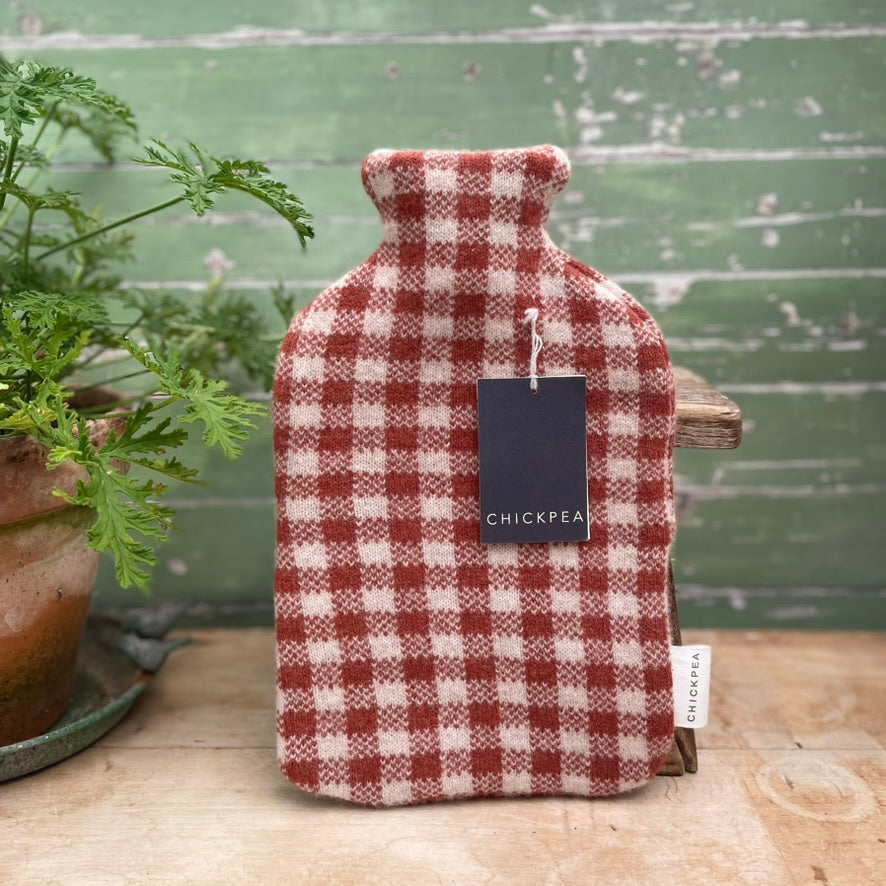 Chickpea Rust Gingham Hot Water Bottle