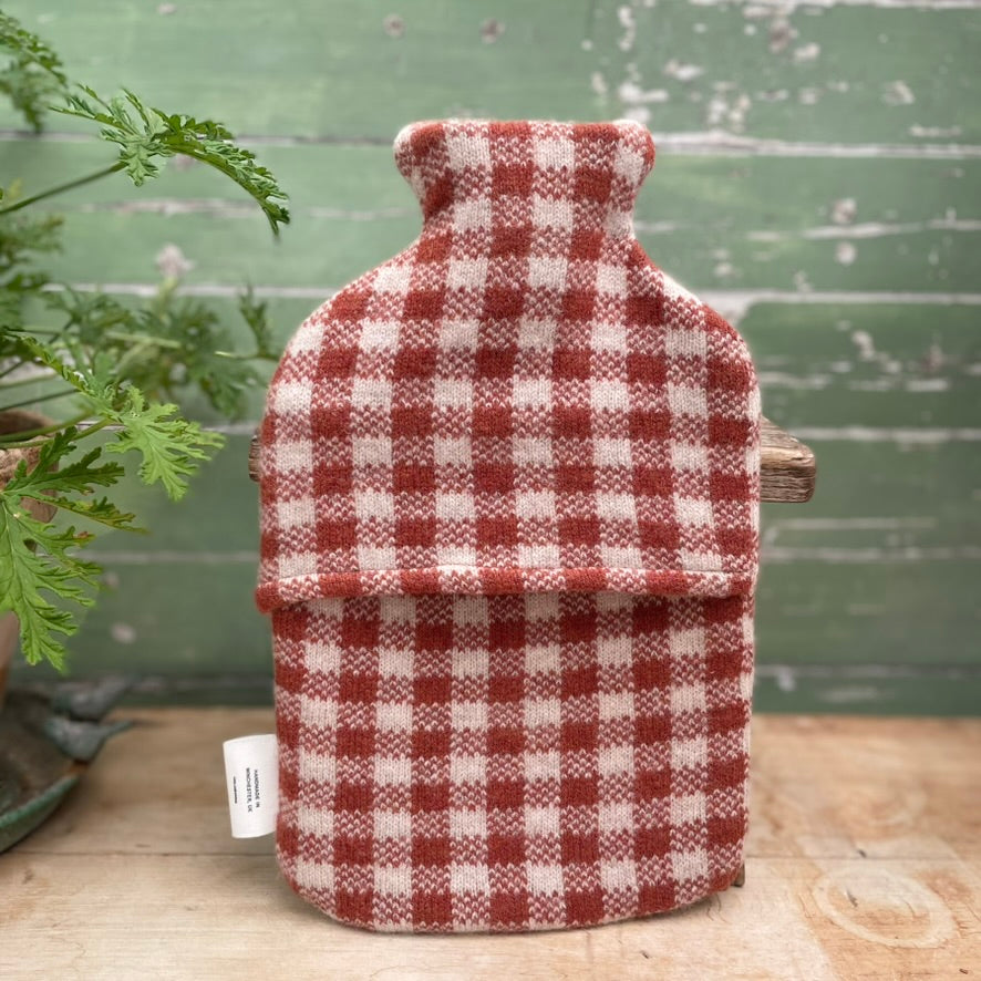 Chickpea Rust Gingham Hot Water Bottle
