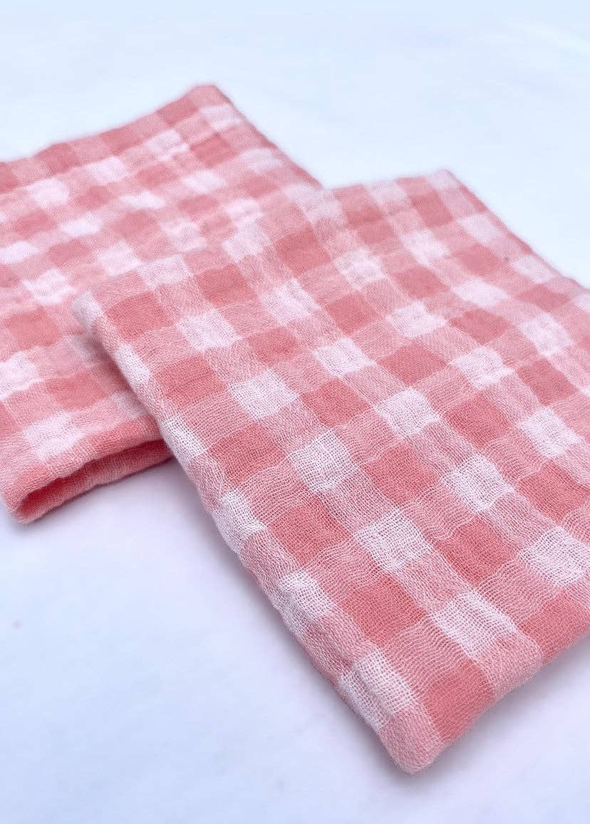 Charmy Small Peach Gingham Napkins