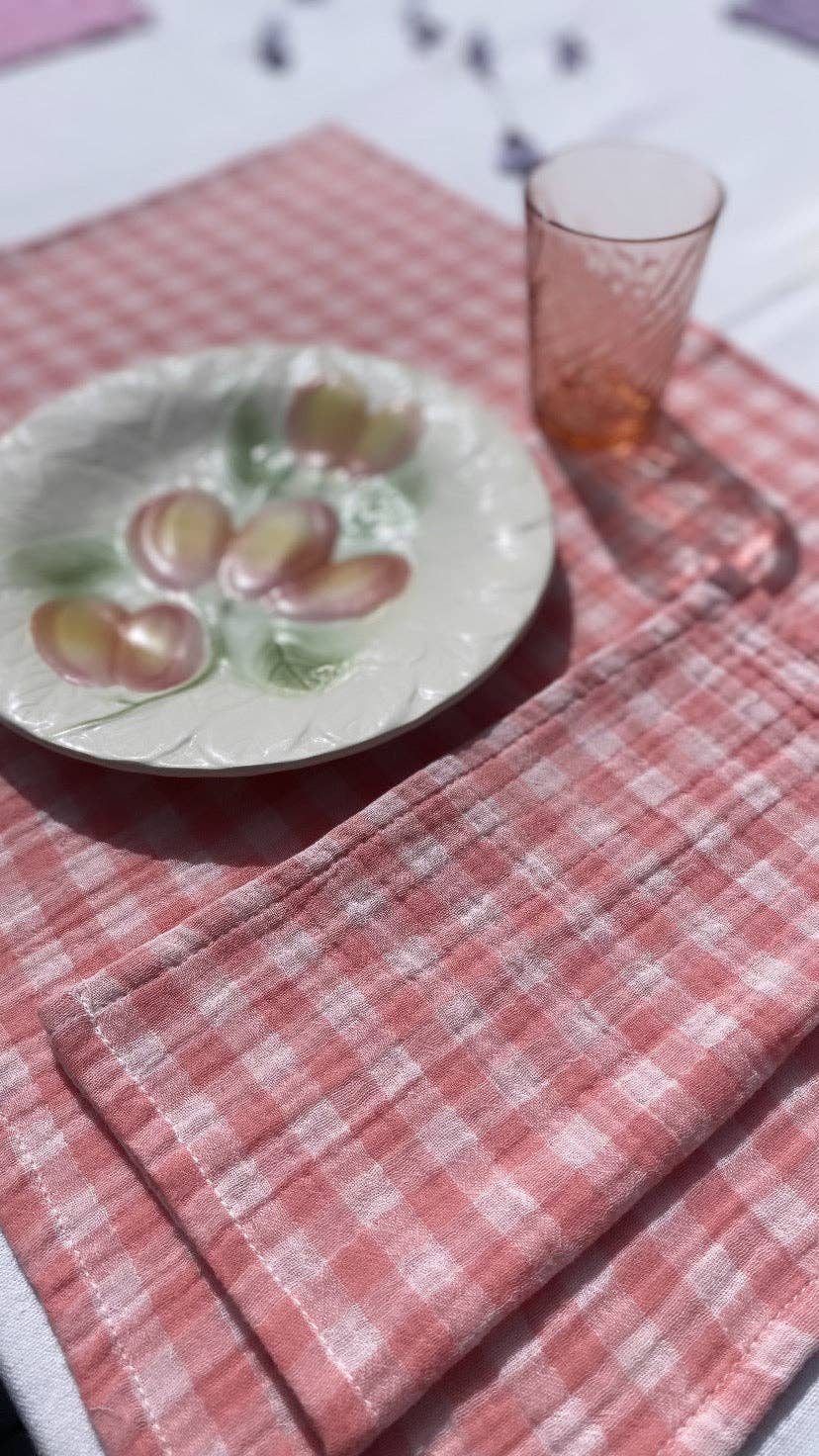 Charmy Small Peach Gingham Napkins