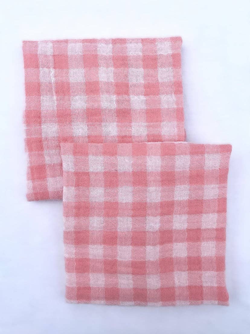 Charmy Small Peach Gingham Napkins