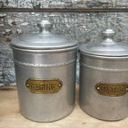 Set of  5 Vintage French Aluminium Storage Tins