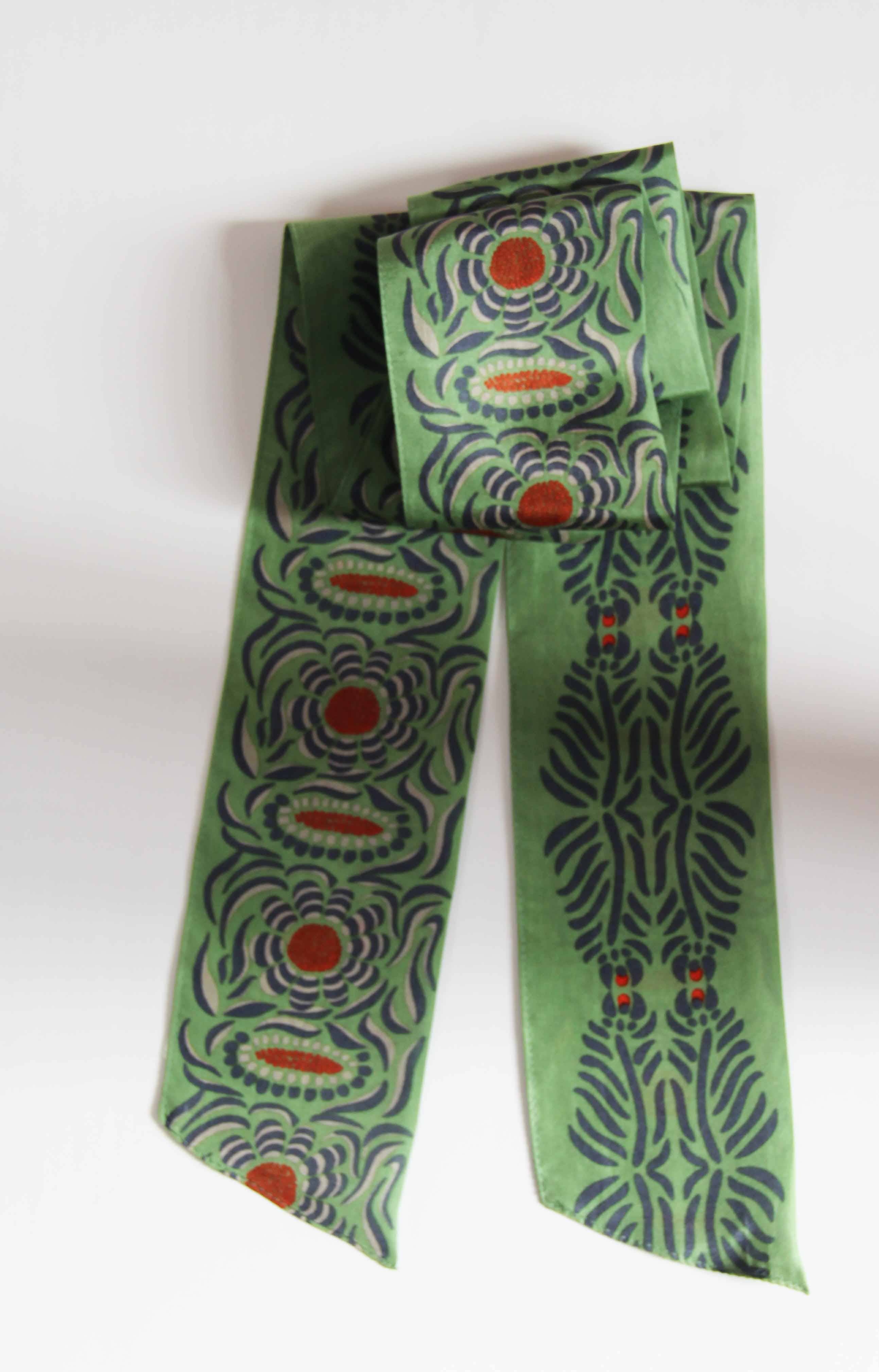 French SIlk Headband Camelia Khaki