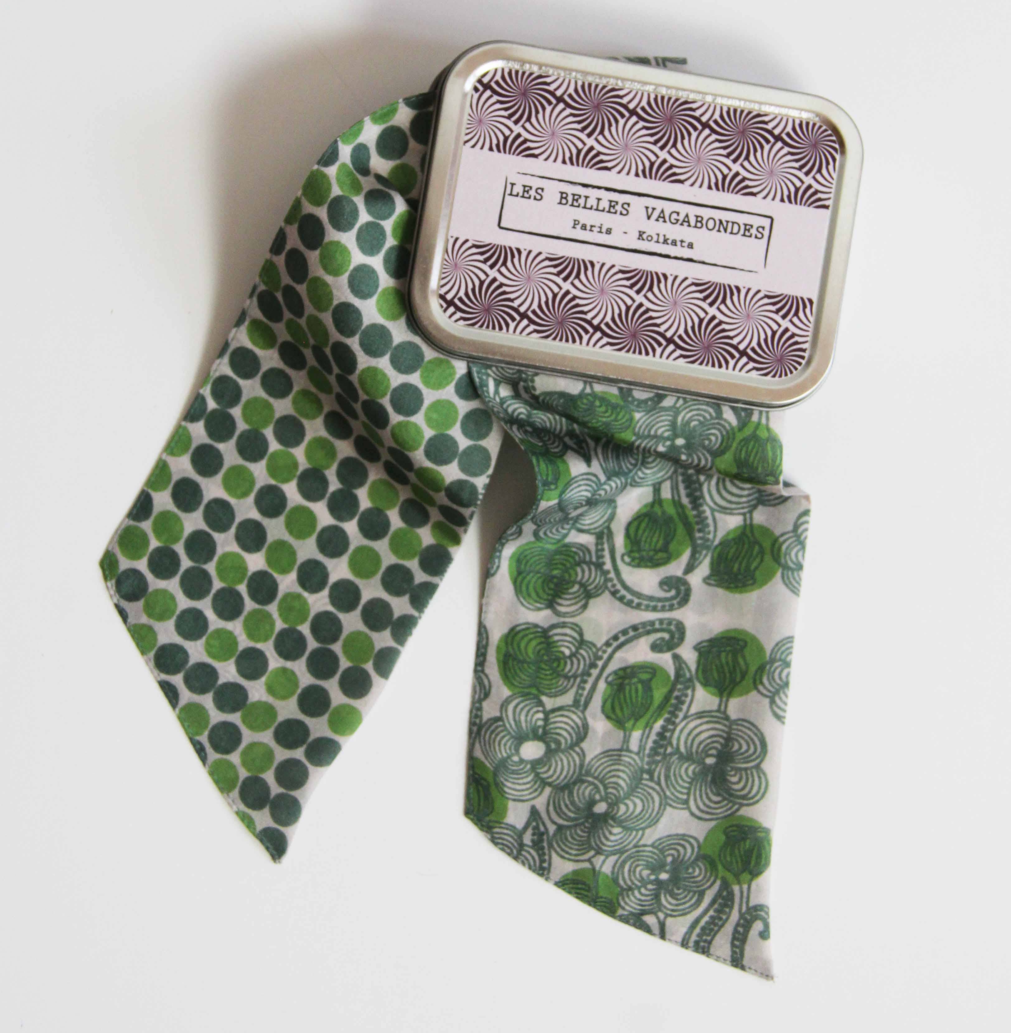 French Silk Headband Laos Green