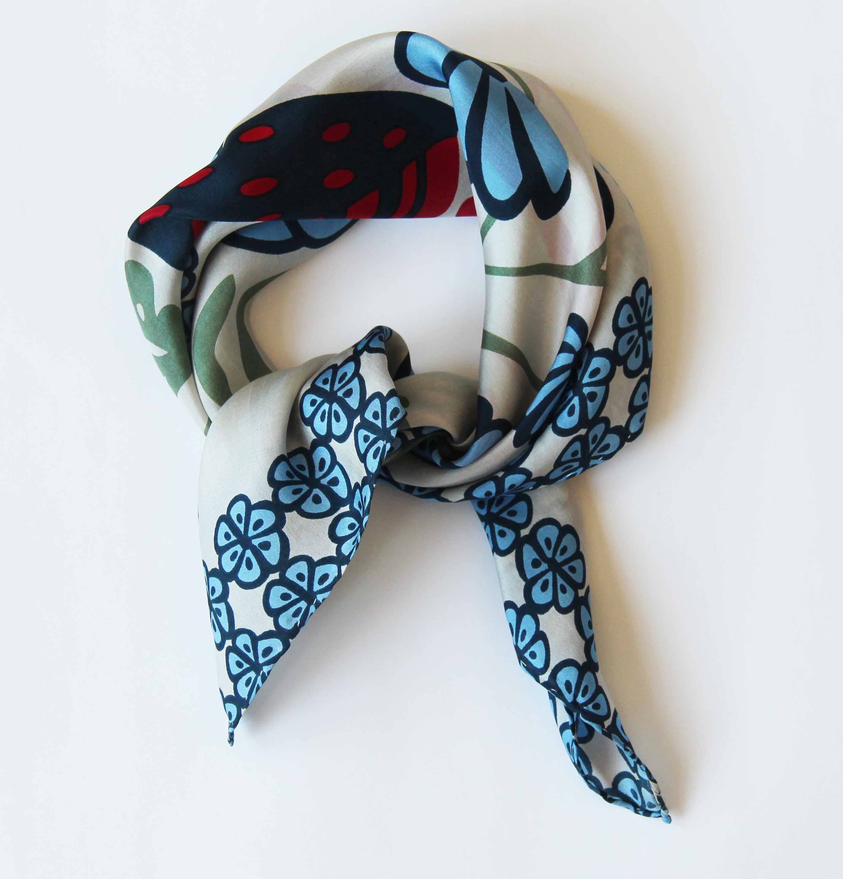 French SIlk Scarf Alice Blue
