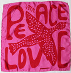 French Silk Scarf Peace and Love Fuchsia