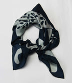 French Silk Scarf Peace and Love Marine