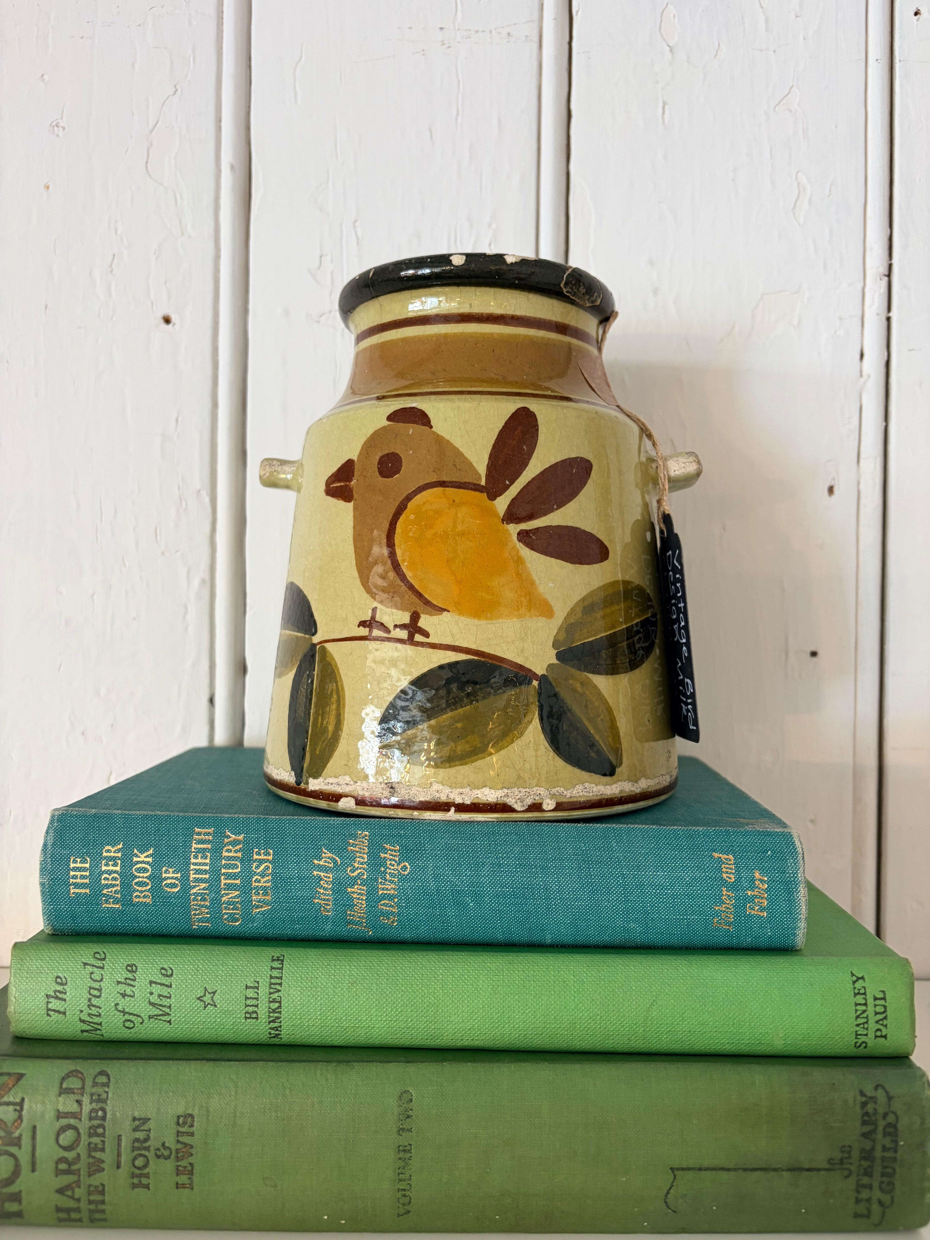 Vintage Bird Design Milk Churn Jar