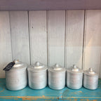 Set of 5 Vintage French Aluminium Storage Tins