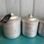 Set of 5 Vintage French Aluminium Storage Tins