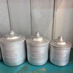 Set of 5 Vintage French Aluminium Storage Tins