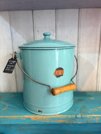 Vintage French LUC et Cie  Enamel Storage Bin
