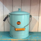Vintage French LUC et Cie  Enamel Storage Bin