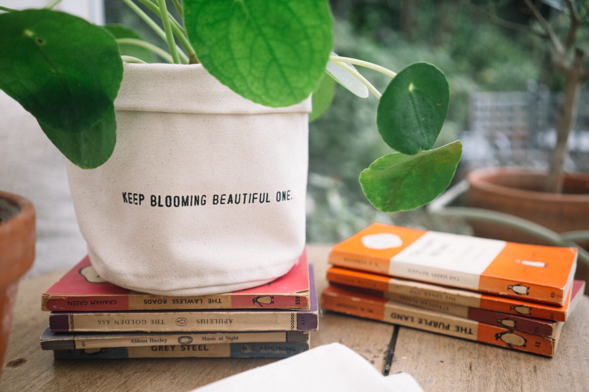 "Keep Blooming" Canvas Plant Pot Holder