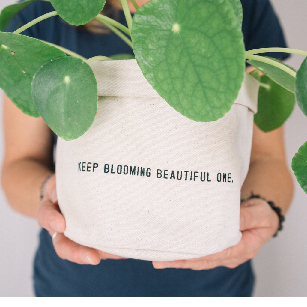 "Keep Blooming" Canvas Plant Pot Holder