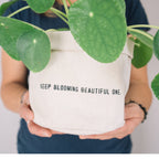 "Keep Blooming" Canvas Plant Pot Holder