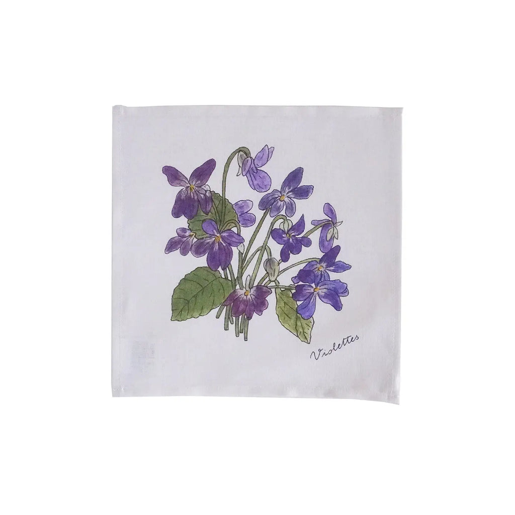 Linen Floral Hanky - Violets