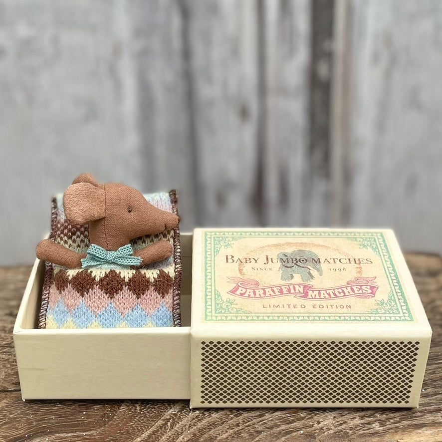 Maileg Sleepy Baby Mouse in a Matchbox Boy