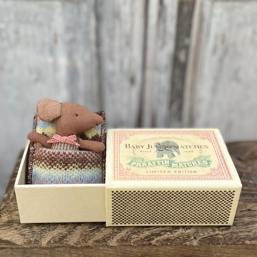 Maileg Sleepy Baby Mouse in a Matchbox Girl