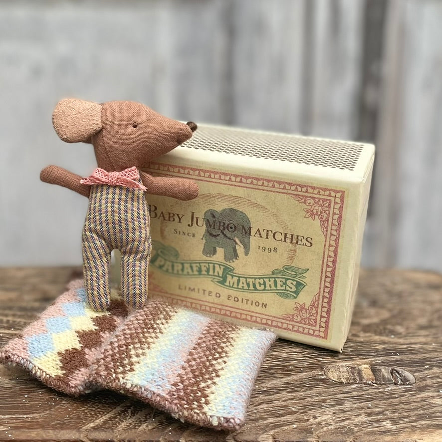 Maileg Sleepy Baby Mouse in a Matchbox Girl