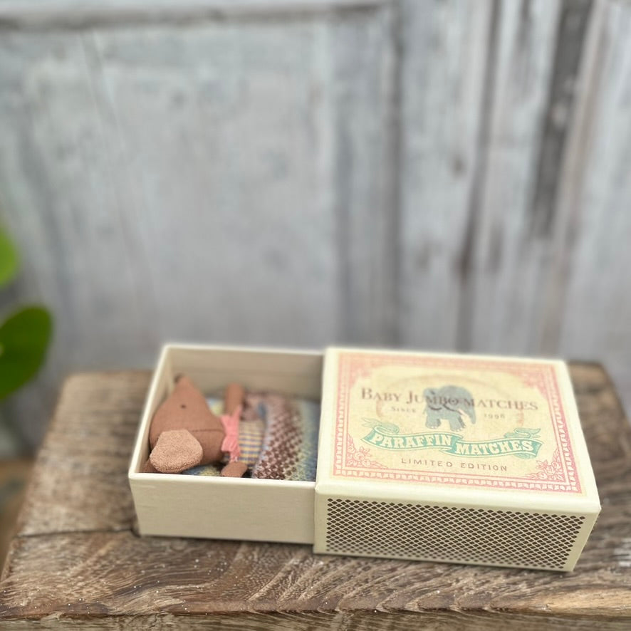 Maileg Sleepy Baby Mouse in a Matchbox Girl