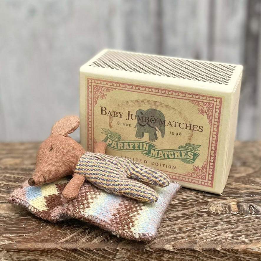 Maileg Sleepy Baby Mouse in a Matchbox Girl