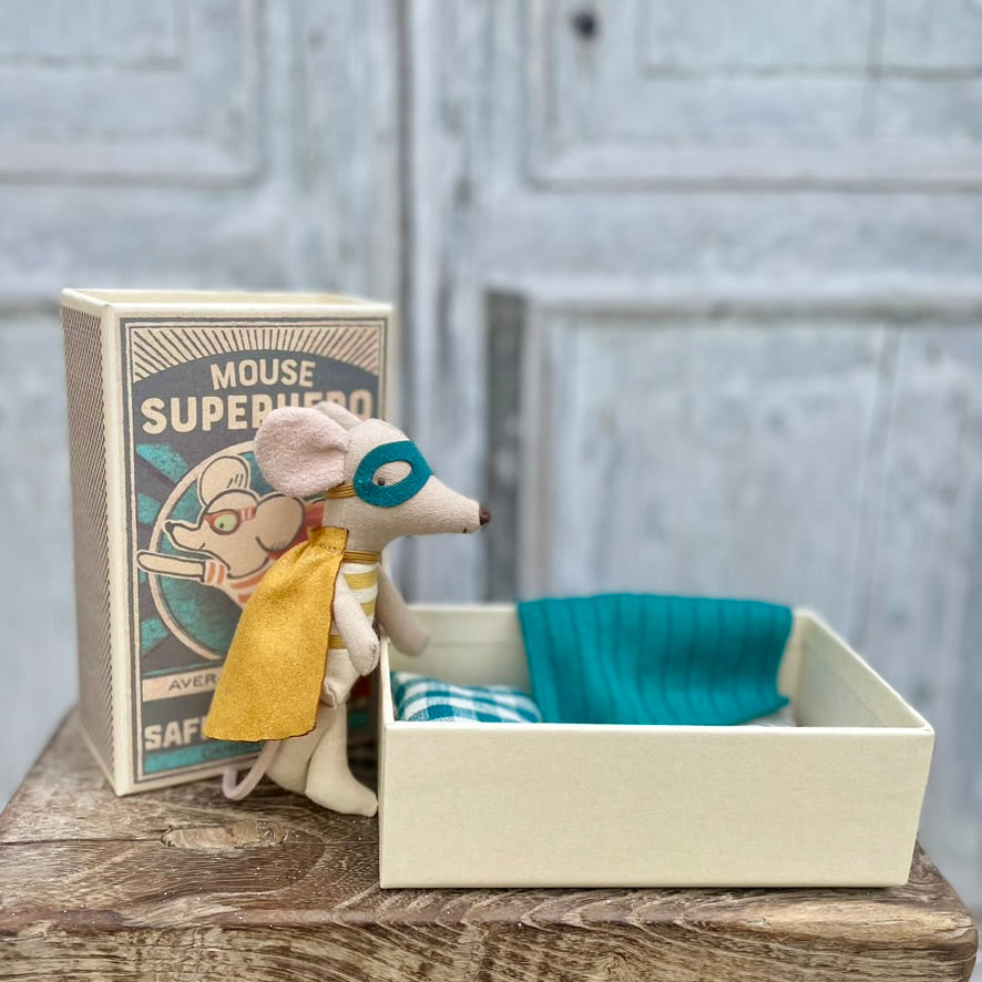 Maileg Superhero Mouse in a Matchbox