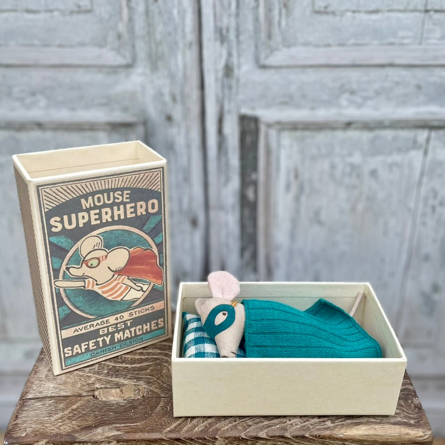 Maileg Superhero Mouse in a Matchbox