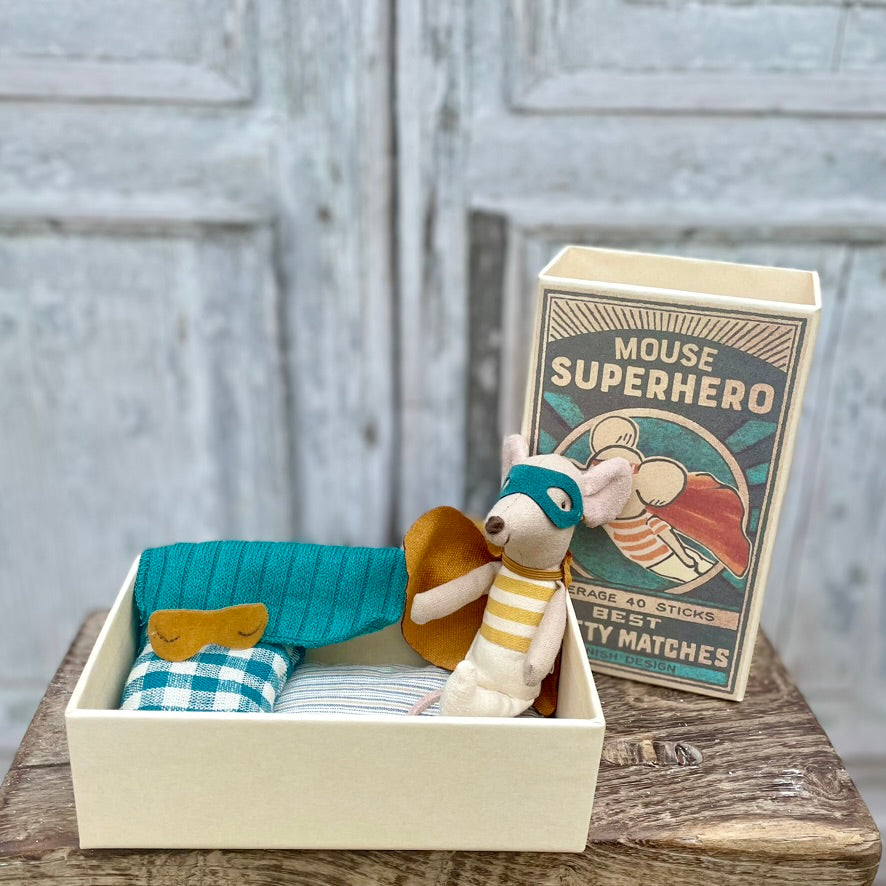 Maileg Superhero Mouse in a Matchbox