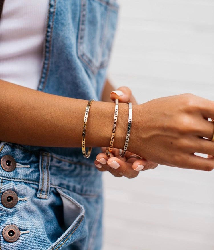 Silver MantraBand Positive Message Bangle