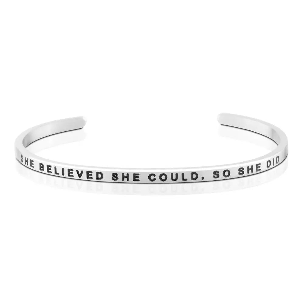 Silver MantraBand Positive Message Bangle