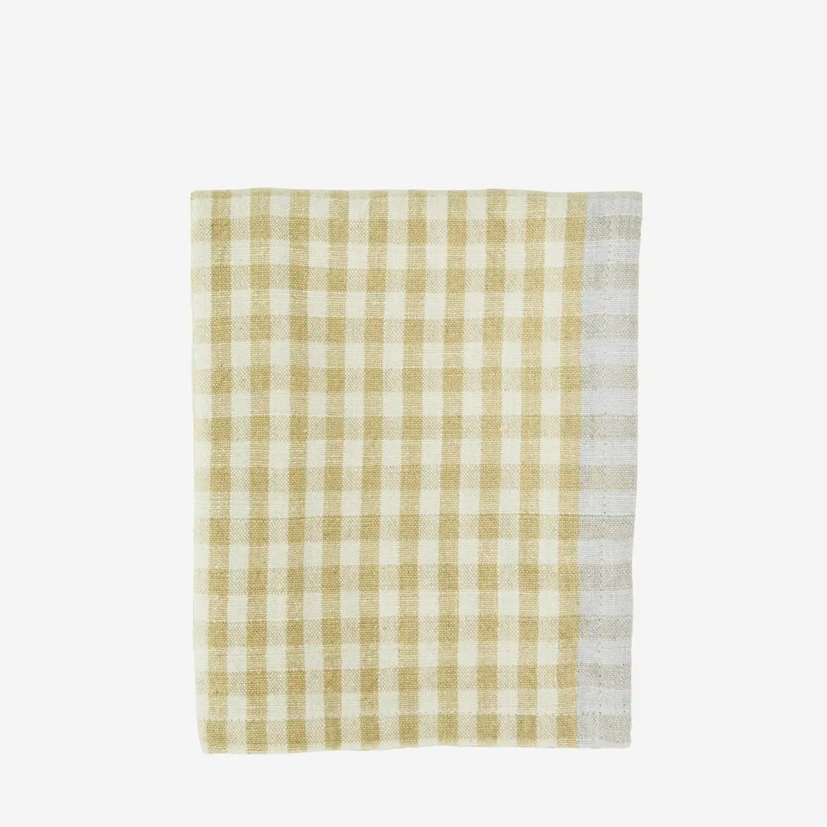 Madam Stoltz Mustard Check Tea Towel