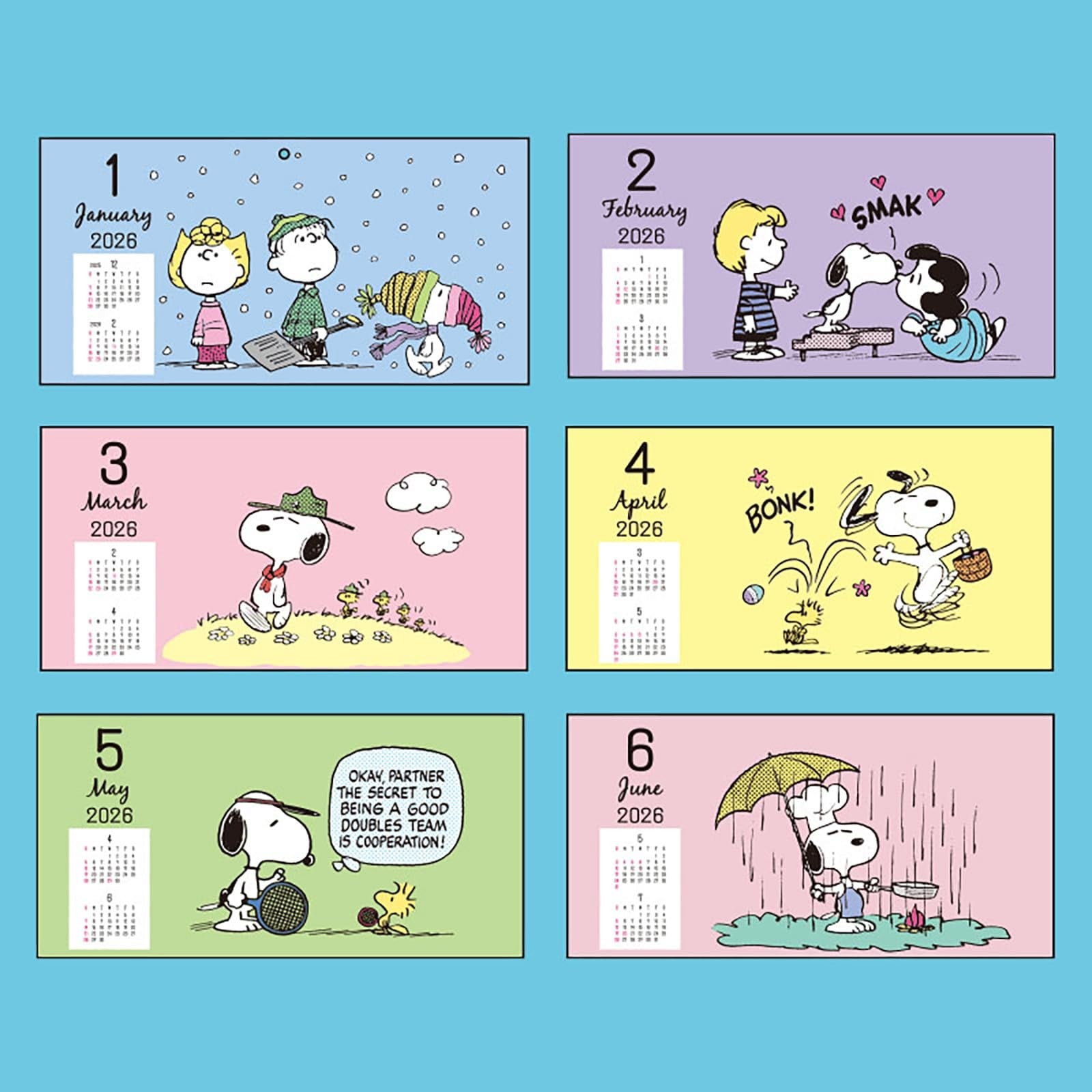 Sanrio Blue Snoopy 2026 Wall Calendar