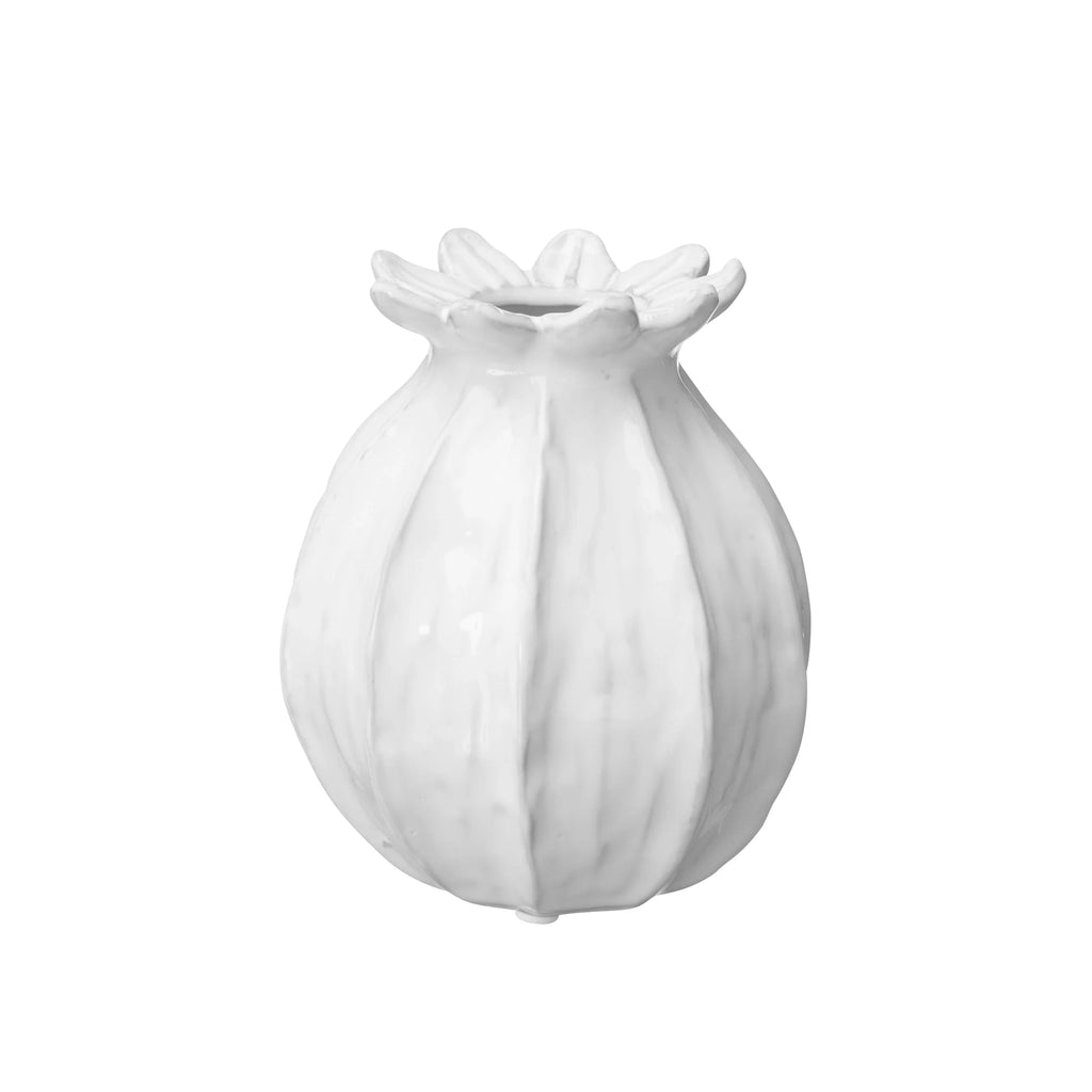 Poppy Head White Vase