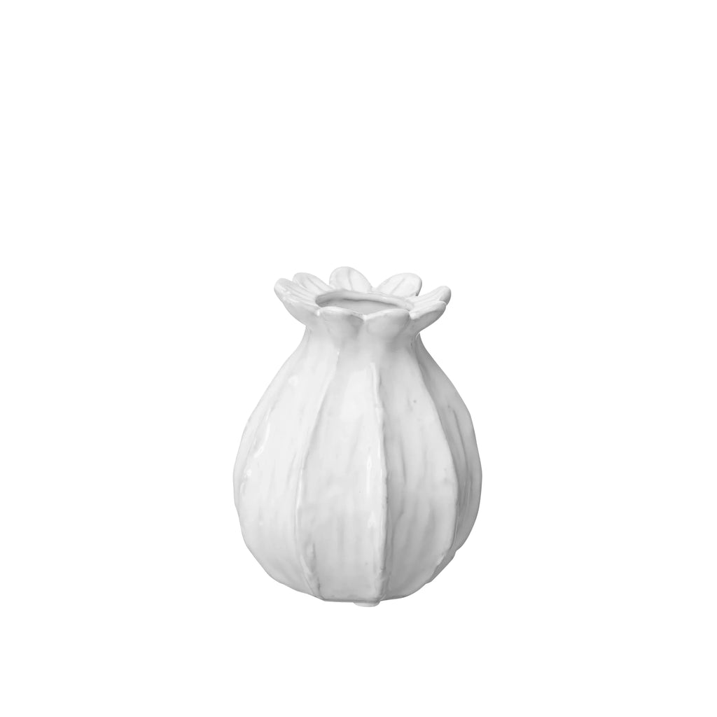 Poppy Head White Vase