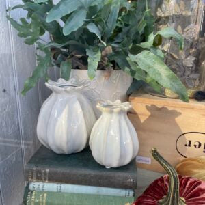 Poppy Head White Vase