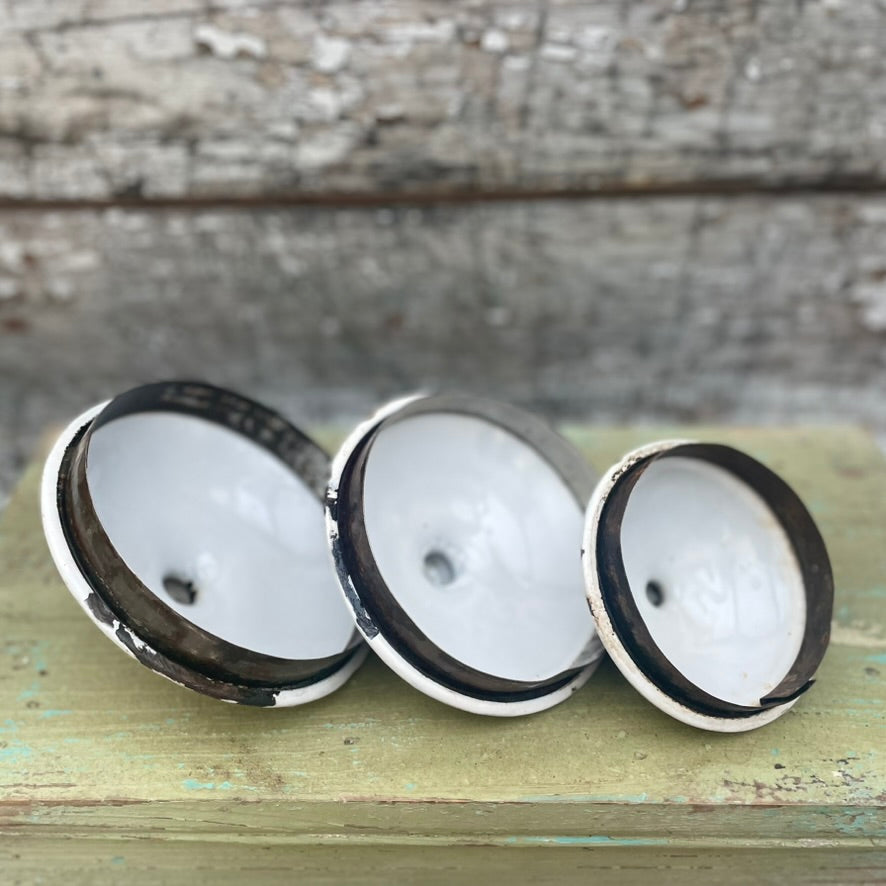 Set of  3 Vintage French Enamel Storage Tins