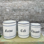 Set of  3 Vintage French Enamel Storage Tins